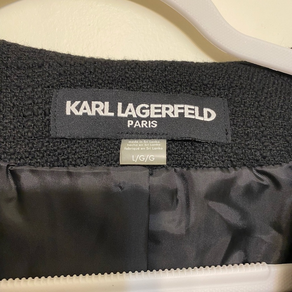Karl Lagerfeld Black Cropped Fringe Jacket - Picture 5 of 8